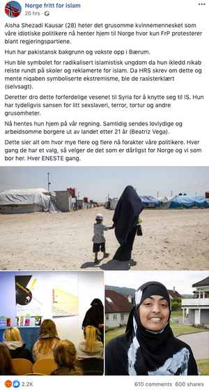 Bildene i innlegget viser Aisha Shezadi og er hentet fra Aftenposten og VG.