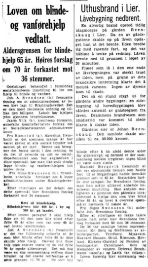 Aftenpostens omtale av behandlingen i Odelstinget, 6. juli 1936.