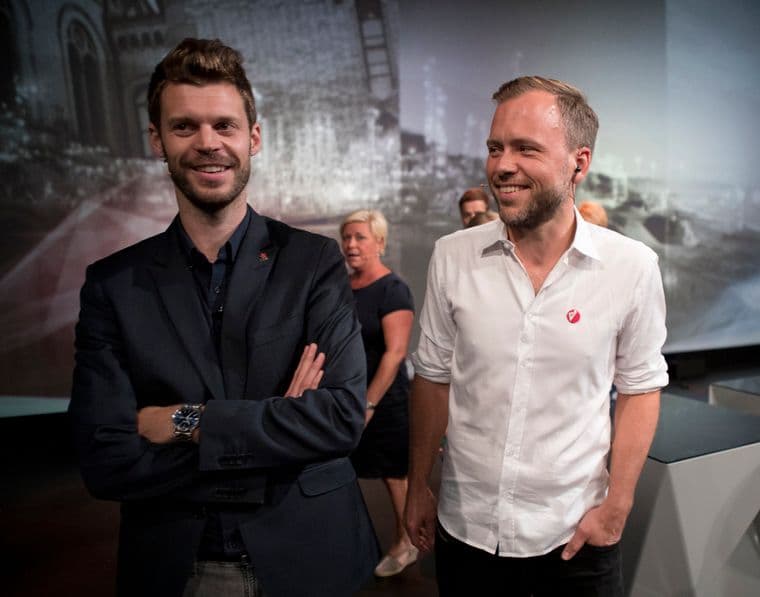 Leder i Rødt, Bjørnar Moxnes (t.v.), og SV-leder Audun Lysbakken er de som er klarest på sin motstand mot velferdsprofitører, ifølge Høyre.